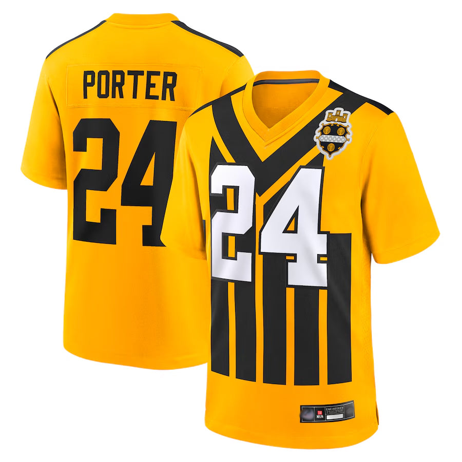 Silnrao P.Steelers #24 Joey Porter Jr. Player Gold Alternate 1933 Throwback Game Stitched Jerseys