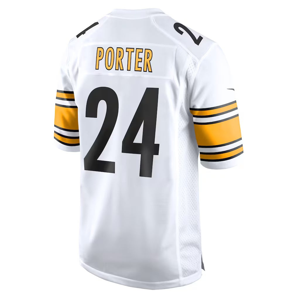 Silnrao P.Steelers #24 Joey Porter Jr. White Away Game Stitched Jerseys