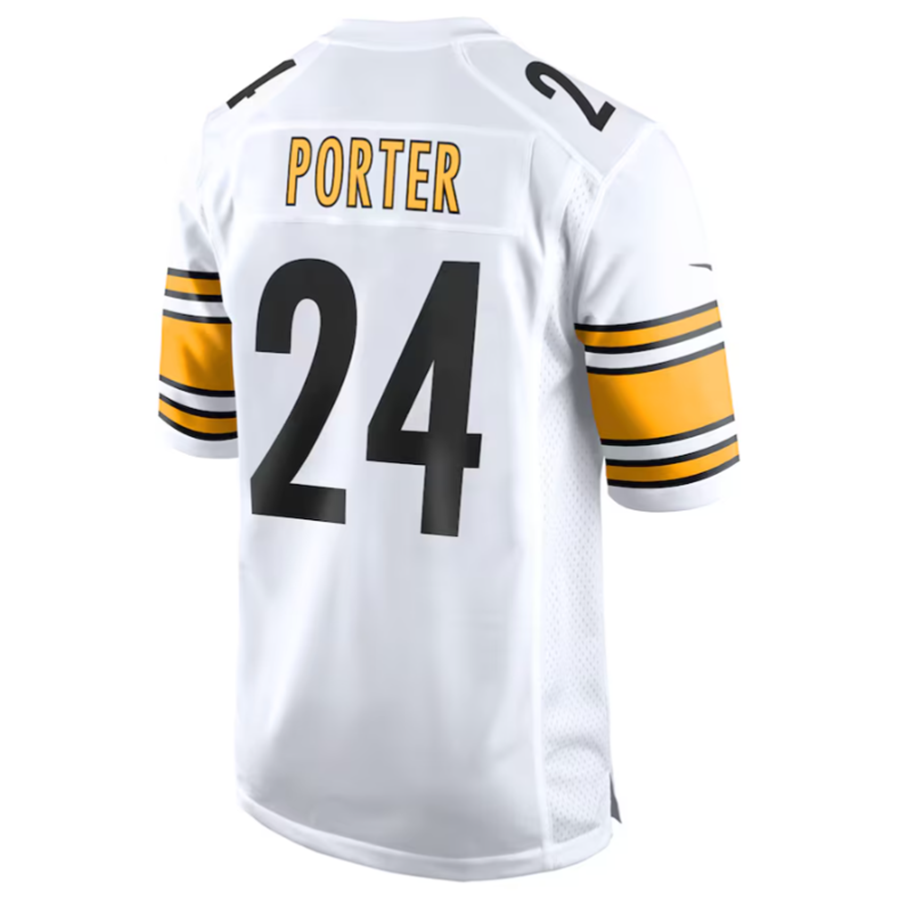 Silnrao P.Steelers #24 Joey Porter Jr. White Away Game Jersey American Stitched Stitched Jerseys