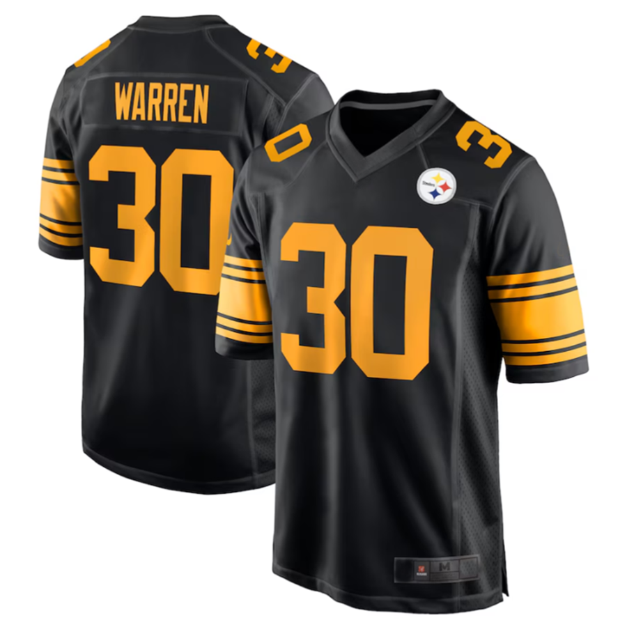 Silnrao P.Steelers #30 Jaylen Warren Black Alternate Game Jersey American Stitched Jerseys