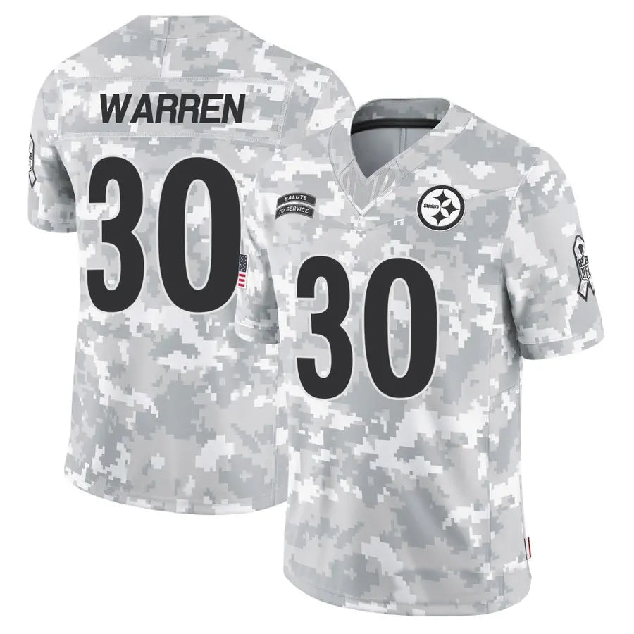 Silnrao P.Steelers #30 Jaylen Warren Player Arctic Camo Salute to Service Limited Stitched Jerseys