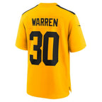 Silnrao P.Steelers #30 Jaylen Warren Player Gold Alternate Game Stitched Jerseys