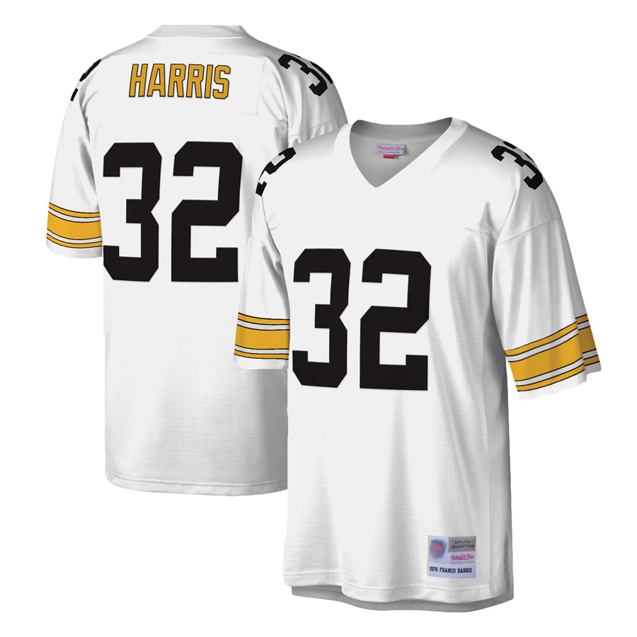Silnrao P.Steelers #32 Franco Harris Player Mitchell & Ness White Legacy Replica Stitched Jerseys