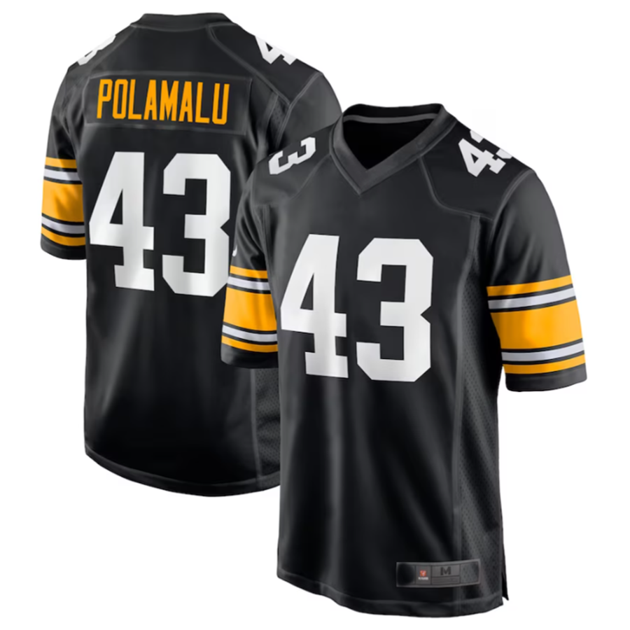 Silnrao P.Steelers #43 Troy Polamalu Black Retired Player Jersey American Stitched Jerseys
