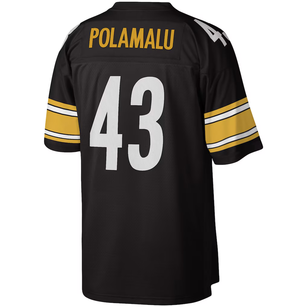 Silnrao P.Steelers #43 Troy Polamalu Mitchell & Ness Black Legacy Replica Stitched Jerseys