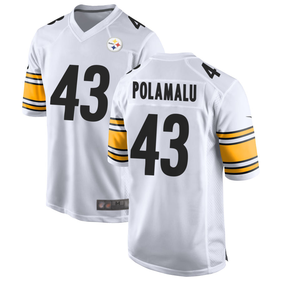 Silnrao P.Steelers #43 Troy Polamalu Player White Home Game Stitched Jerseys