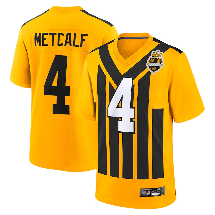 Silnrao P.Steelers #4 DK Metcalf Player Gold Alternate 1933 Throwback Game Stitched Jerseys