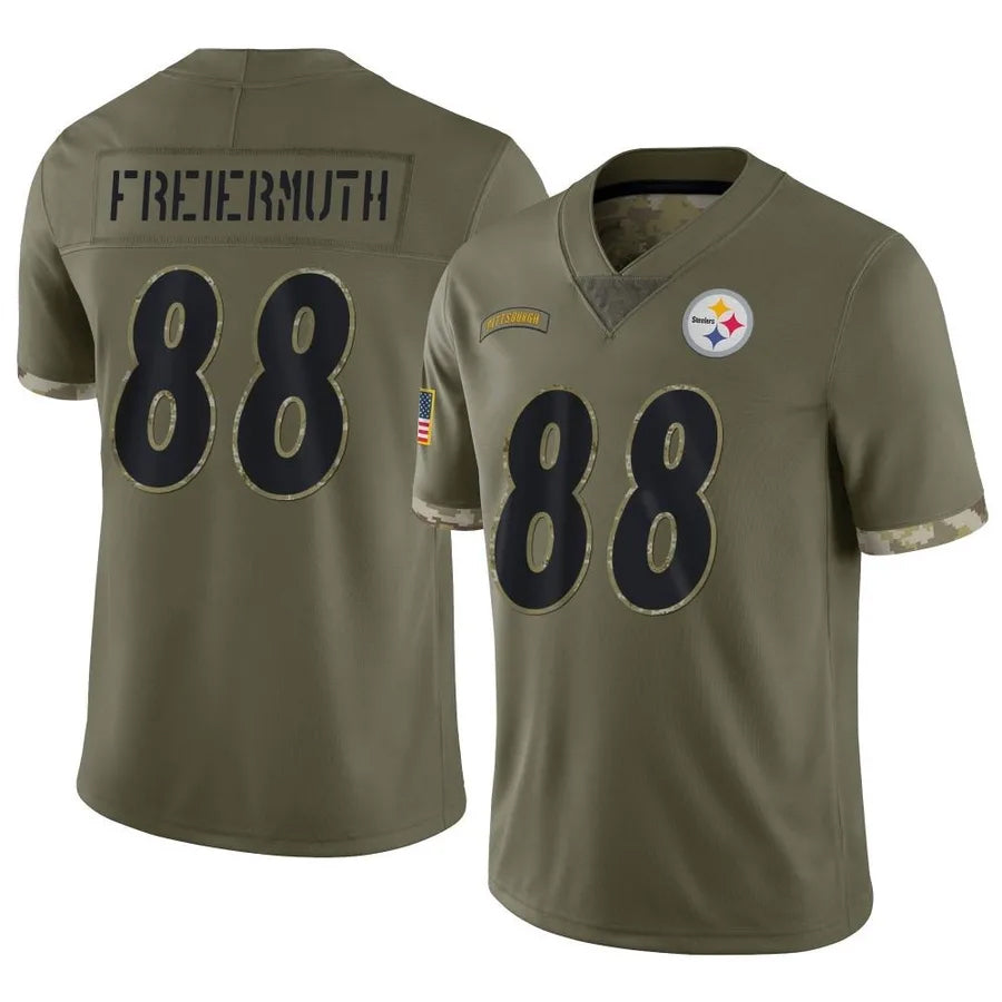 Silnrao P.Steelers #88 Pat Freiermuth Player Salute To Service Limited Olive Stitched Jerseys