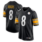 Silnrao P.Steelers #8 Aaron Rodgers Player Black Replica Game Stitched Jerseys