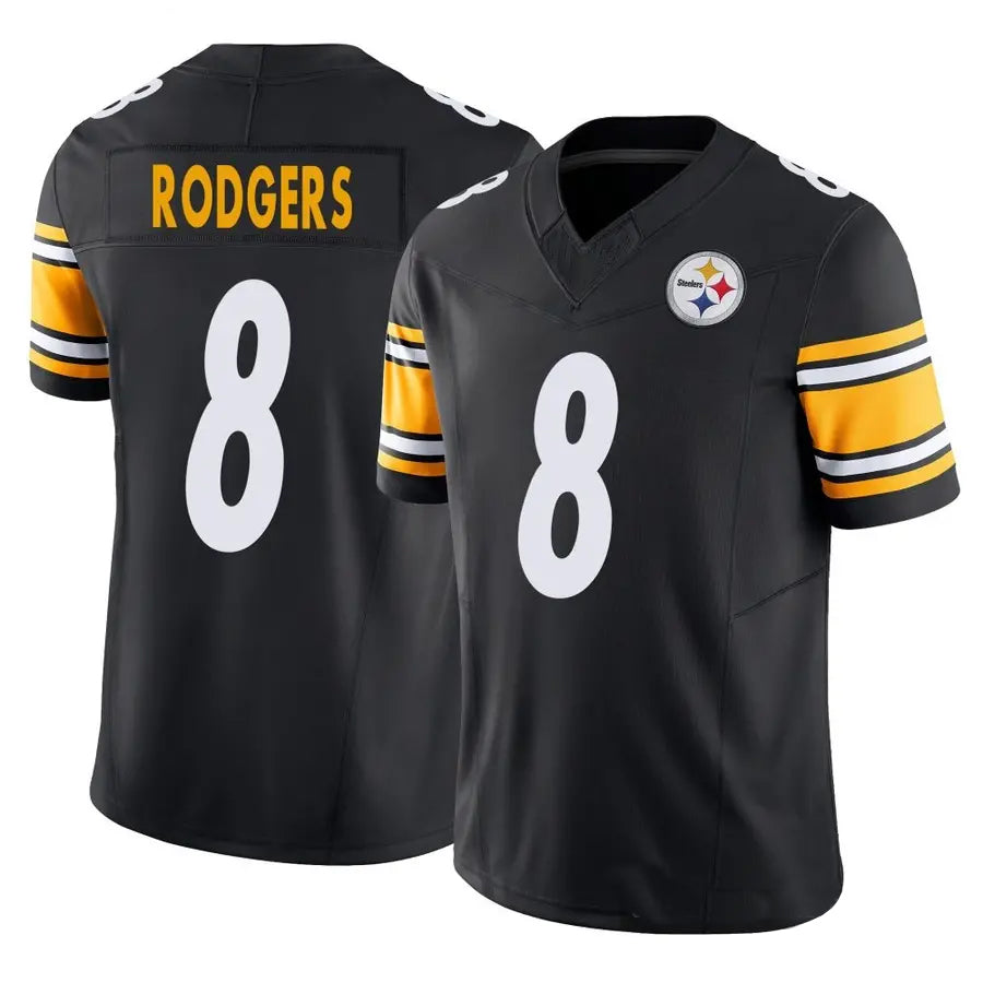 Silnrao P.Steelers #8 Aaron Rodgers Player Black Vapor F.U.S.E. Limited Stitched Jerseys