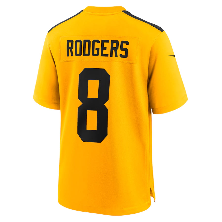 Silnrao P.Steelers #8 Aaron Rodgers Player Gold Alternate 1933 Throwback Game Stitched Jerseys