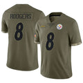 Silnrao P.Steelers #8 Aaron Rodgers Player Salute To Service Limited Olive Stitched Jerseys
