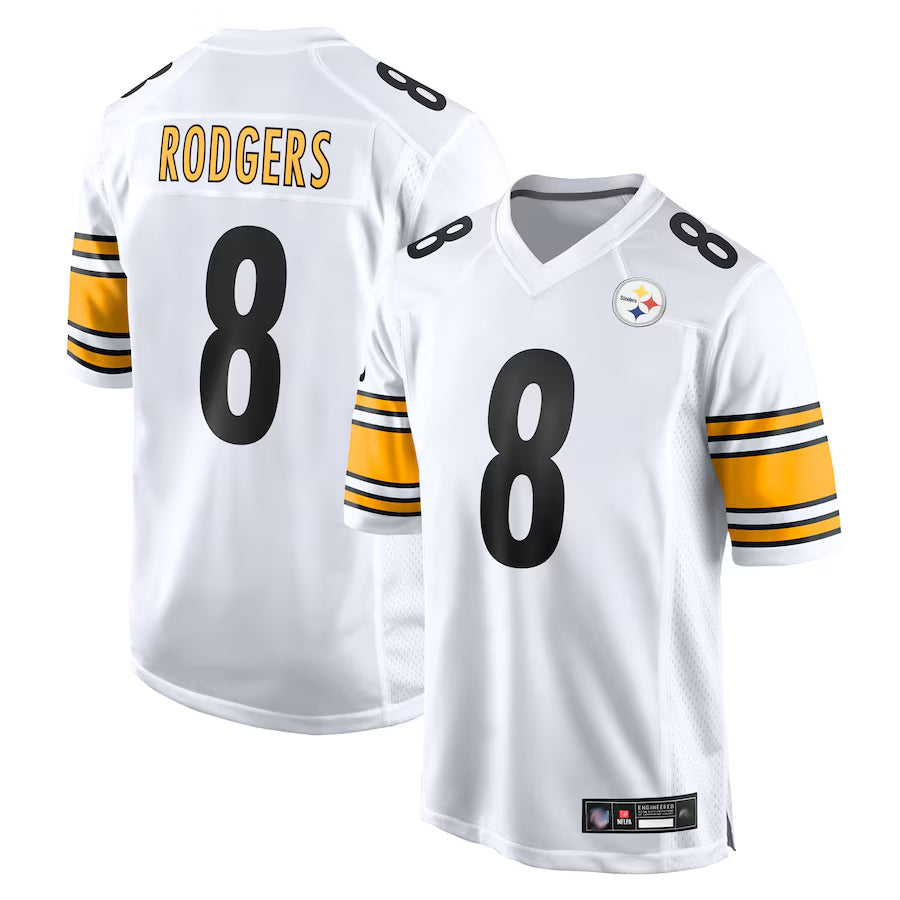 Silnrao P.Steelers #8 Aaron Rodgers Player White Replica Game Stitched Jerseys