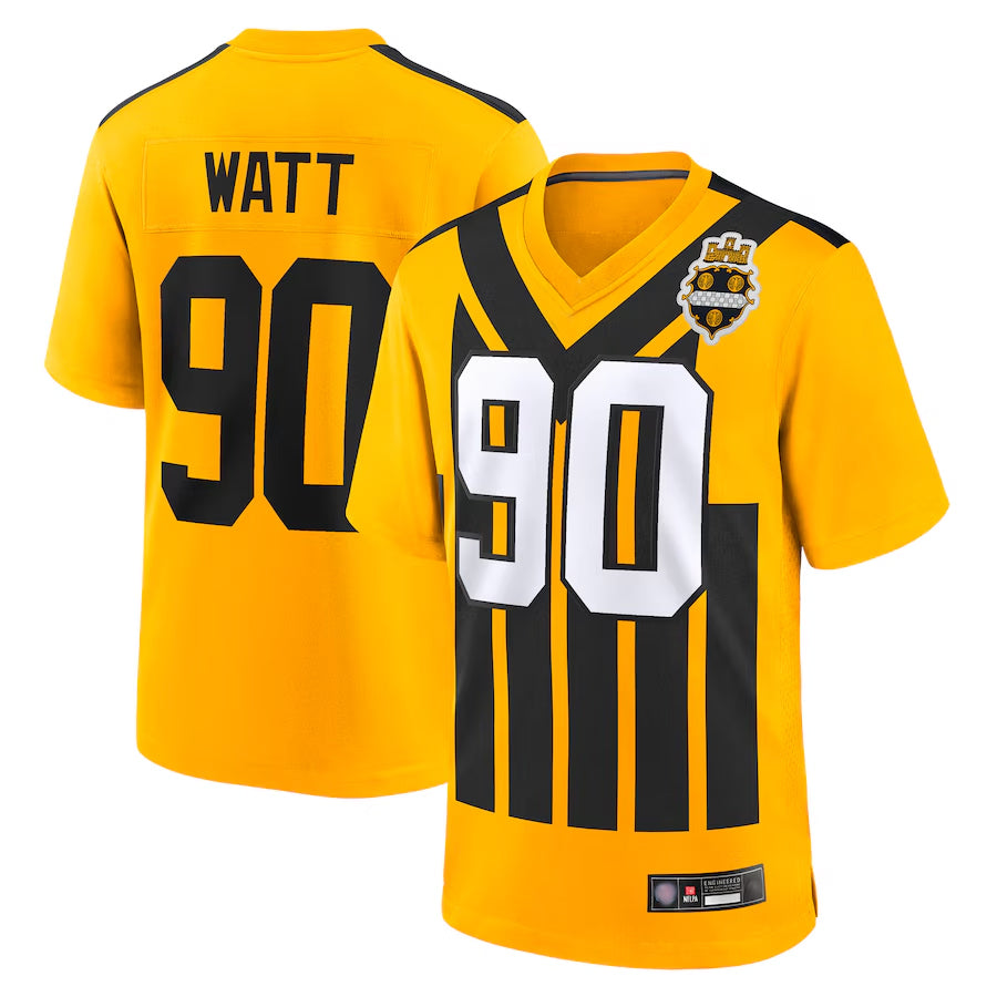 Silnrao P.Steelers #90 T.J. Watt Player Gold Alternate 1933 Throwback Game Stitched Jerseys                                                 er                         seys