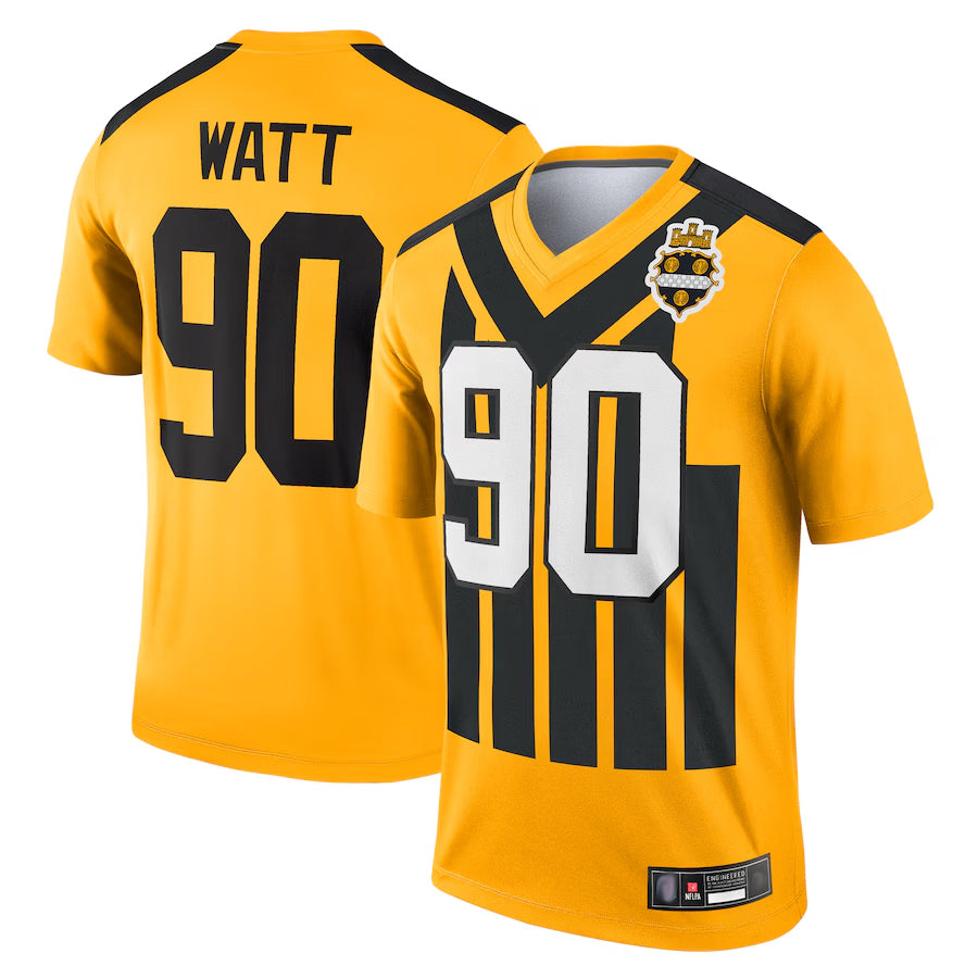 Silnrao P.Steelers #90 T.J. Watt Player Gold Alternate 1933 Throwback Legend Jerseys -Performance Top1 Stitched Jerseys