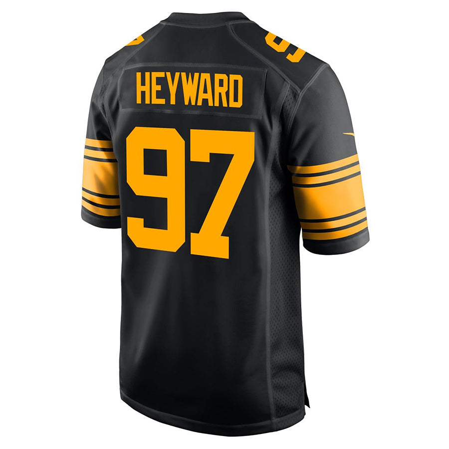 Silnrao P.Steelers #97 Cameron Heyward Player Black Home Replica Stitched Jerseys