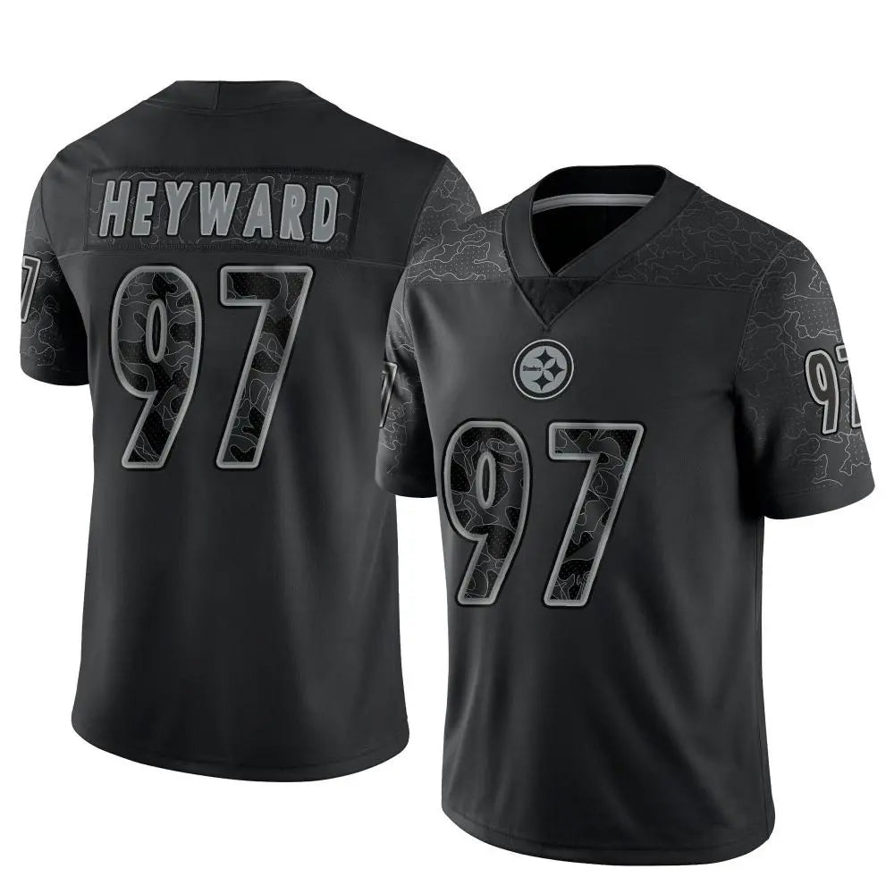 Silnrao P.Steelers #97 Cameron Heyward Player Black Limited Reflective Stitched Jerseys