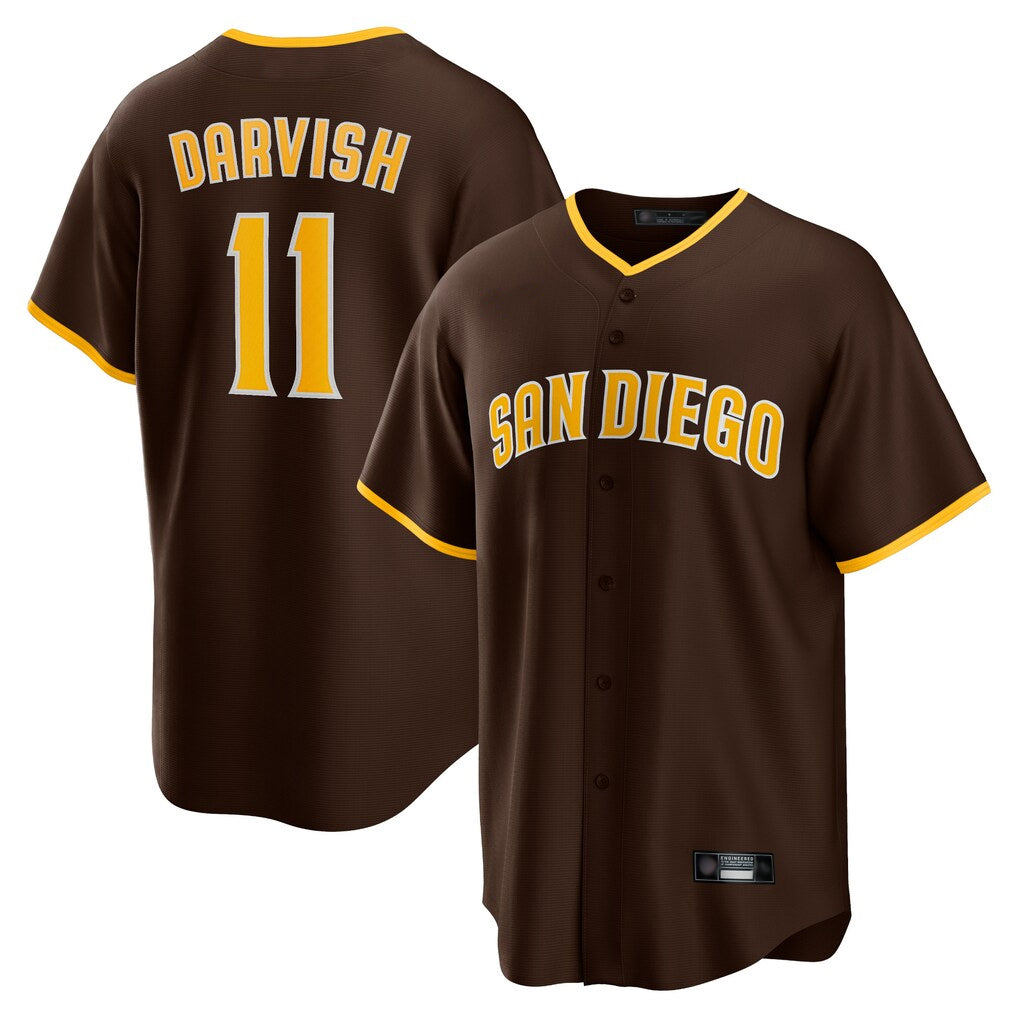Silnrao S.Diego Padres #11 Yu Darvish Player Brown Alternate Replica Game Stitched Jerseys