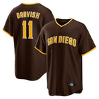 Silnrao S.Diego Padres #11 Yu Darvish Player Brown Alternate Replica Game Stitched Jerseys