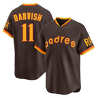 Silnrao S.Diego Padres #11 Yu Darvish Player Brown Home Cooperstown Collection Replica Game Stitched Jerseys