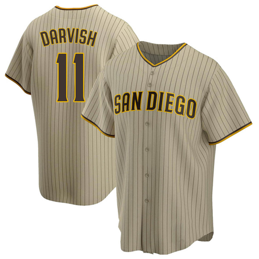 Silnrao S.Diego Padres #11 Yu Darvish Player Khaki Home Game Stitched Jerseys