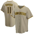 Silnrao S.Diego Padres #11 Yu Darvish Player Khaki Home Game Stitched Jerseys