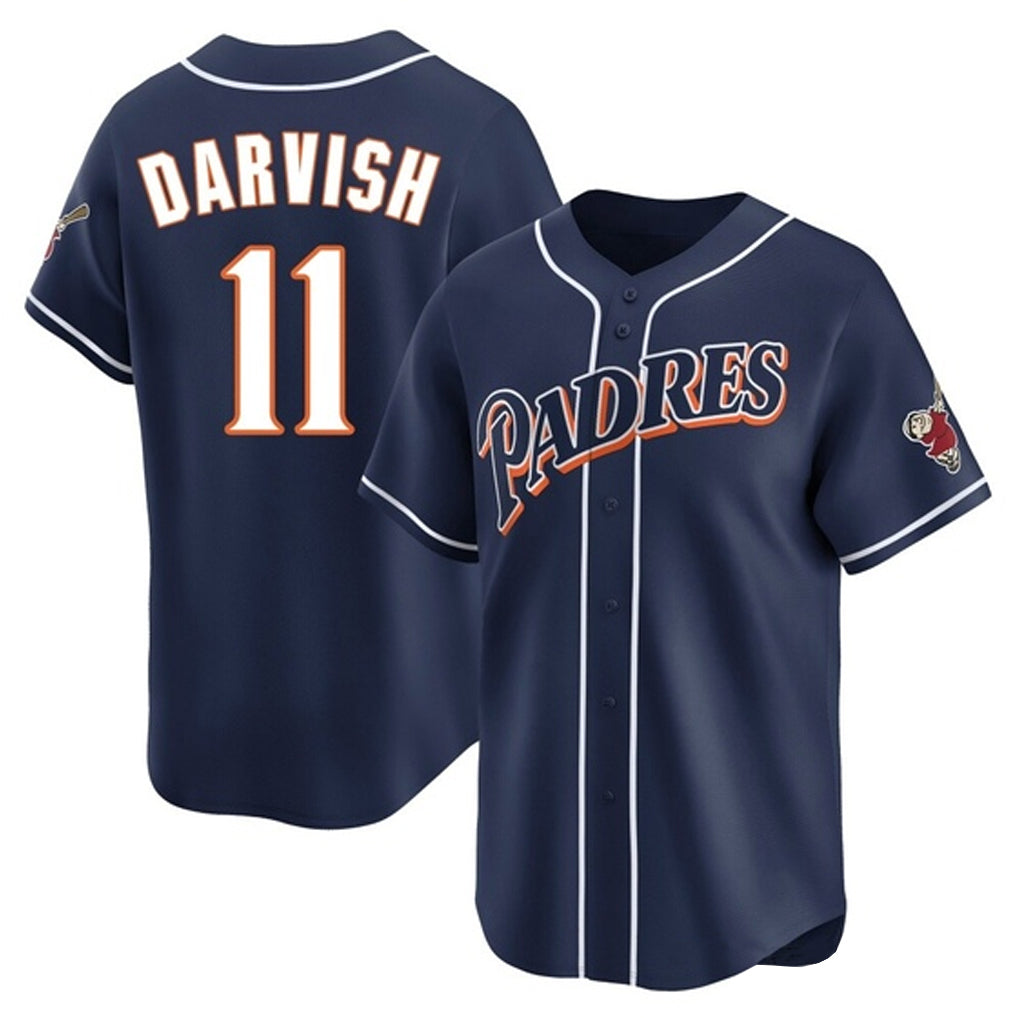 Silnrao S.Diego Padres #11 Yu Darvish Player Navy Cooperstown Collection Limited Home Stitched Jerseys