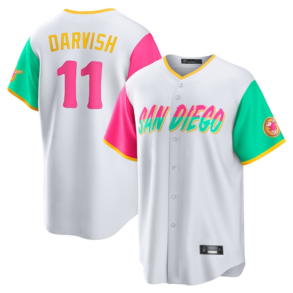 Silnrao S.Diego Padres #11 Yu Darvish Player White City Connect Home Game Stitched Jerseys