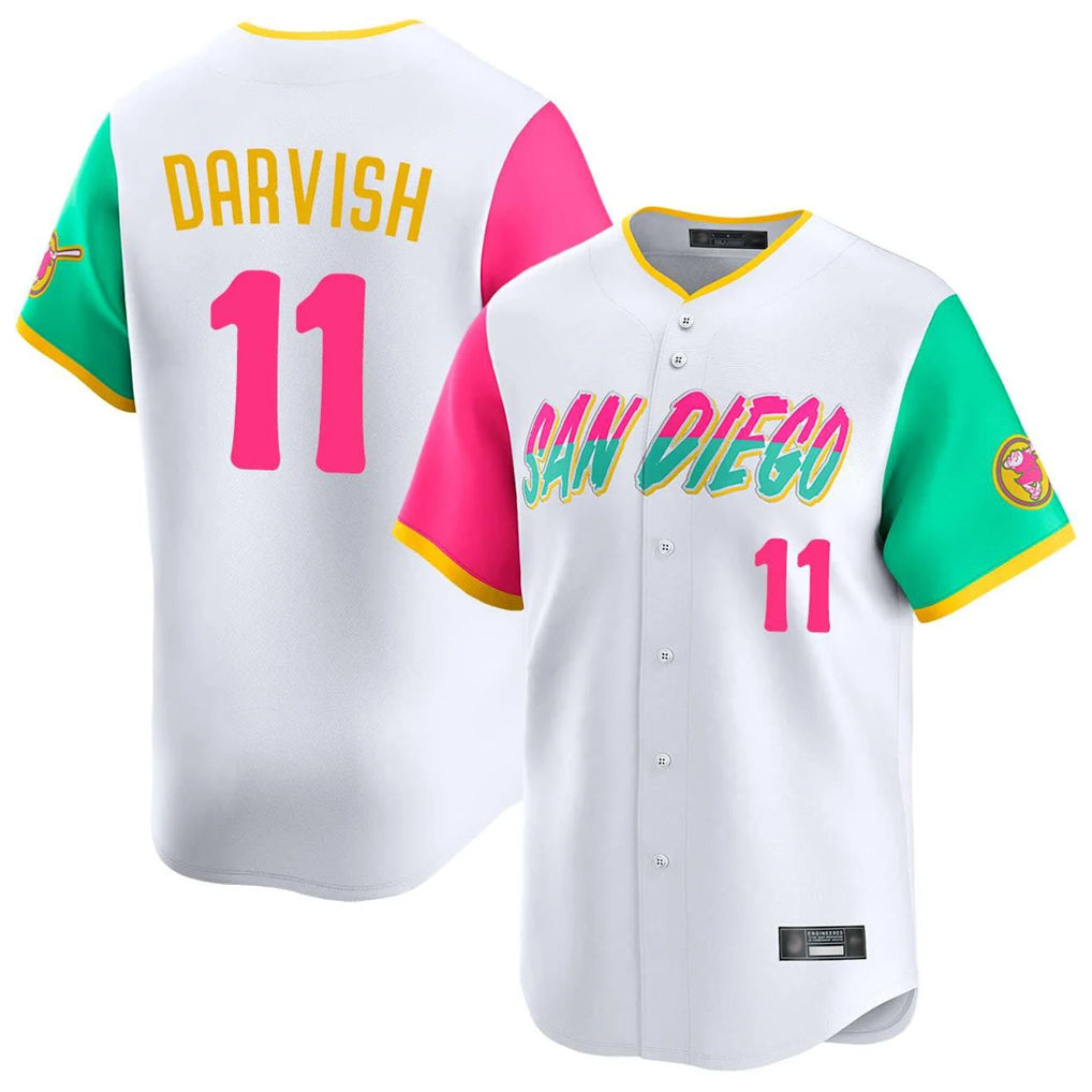 Silnrao S.Diego Padres #11 Yu Darvish Player White City Connect Home Limited Stitched Jerseys