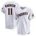 Silnrao S.Diego Padres #11 Yu Darvish Player White Cooperstown Collection Limited Home Stitched Jerseys