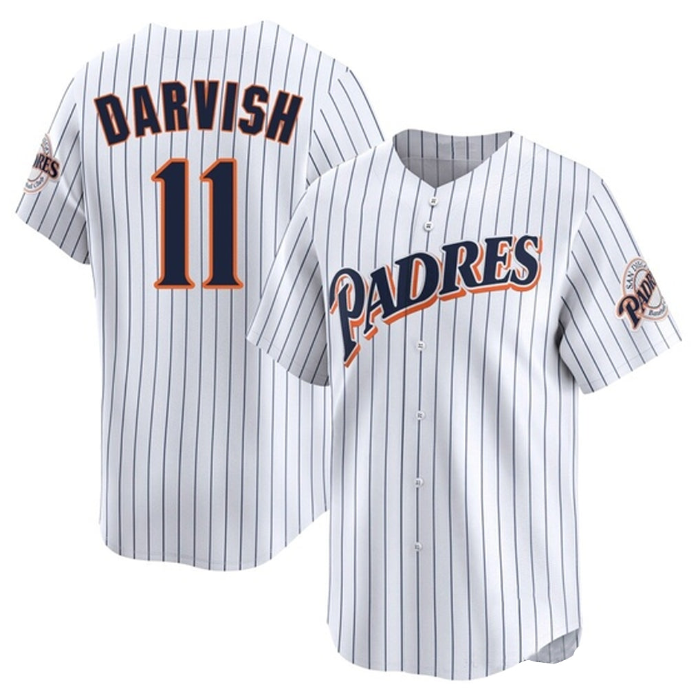 Silnrao S.Diego Padres #11 Yu Darvish Player White Cooperstown Collection Limited Home Stitched Jerseys