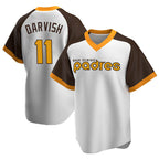Silnrao S.Diego Padres #11 Yu Darvish Player White Home Cooperstown Collection Replica Game Stitched Jerseys