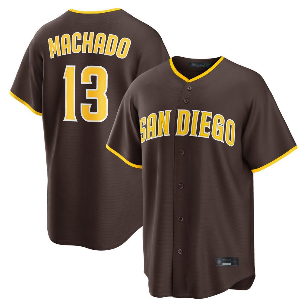 Silnrao S.Diego Padres #13 Manny Machado Player Brown Alternate Replica Game Stitched Jerseys