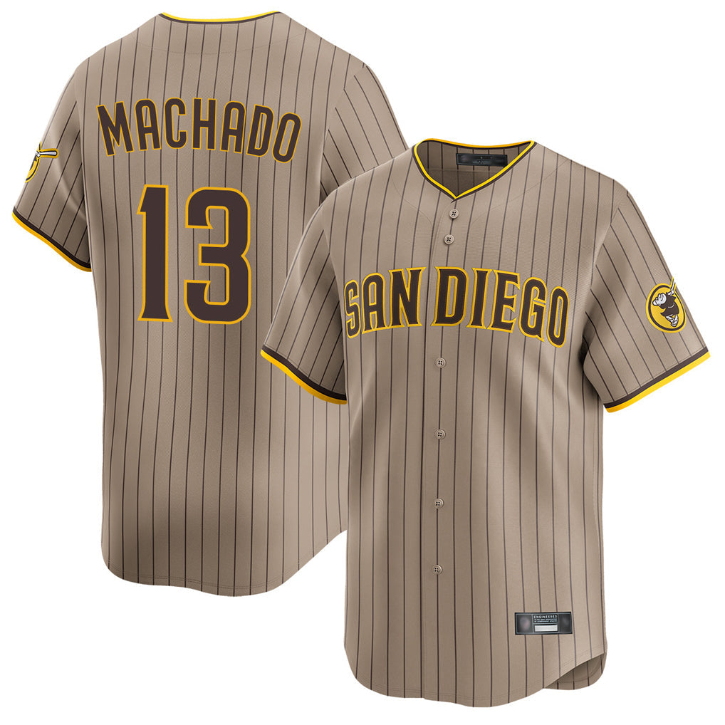 Silnrao S.Diego Padres #13 Manny Machado Player Khaki Home Limited Stitched Jerseys