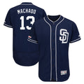 Silnrao S.Diego Padres #13 Manny Machado Player Navy Majestic Patch Flex Base Game Stitched Jerseys