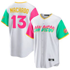 Silnrao S.Diego Padres #13 Manny Machado Player White City Connect Home Game Stitched Jerseys