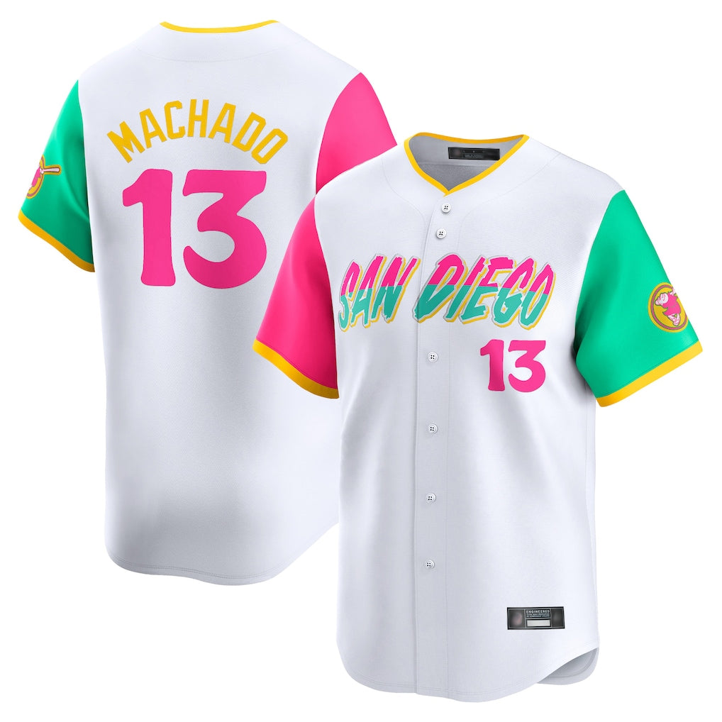 Silnrao S.Diego Padres #13 Manny Machado Player White City Connect Home Limited Stitched Jerseys