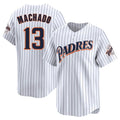 Silnrao S.Diego Padres #13 Manny Machado Player White Cooperstown Collection Limited Home Stitched Jerseys