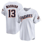 Silnrao S.Diego Padres #13 Manny Machado Player White Cooperstown Collection Limited Home Stitched Jerseys