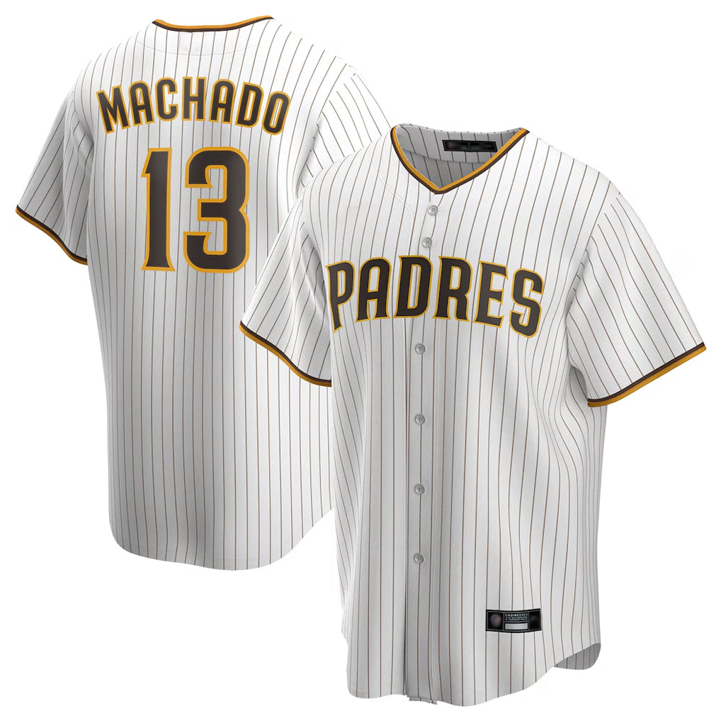 Silnrao S.Diego Padres #13 Manny Machado Player White Home Game Stitched Jerseys