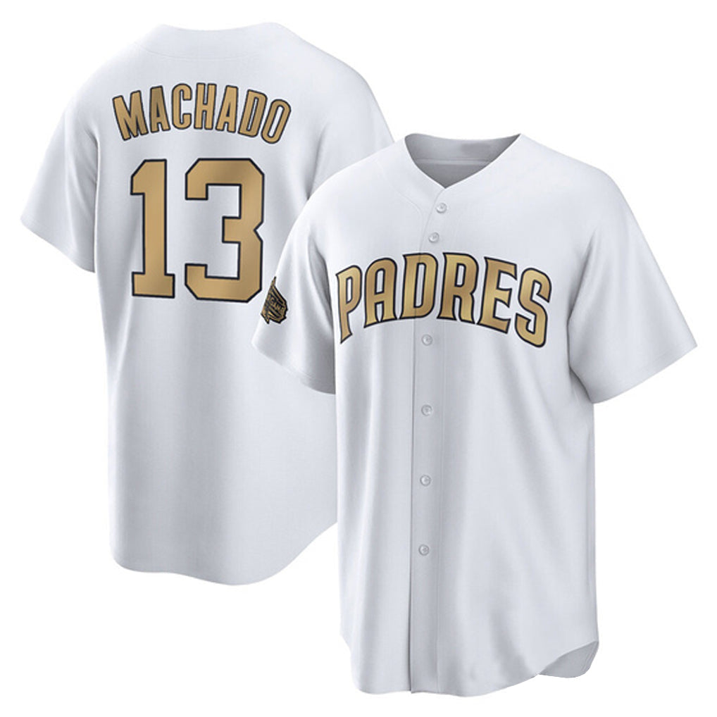 Silnrao S.Diego Padres #13 Manny Machado Player White Replica All-Star Game Home Stitched Jerseys