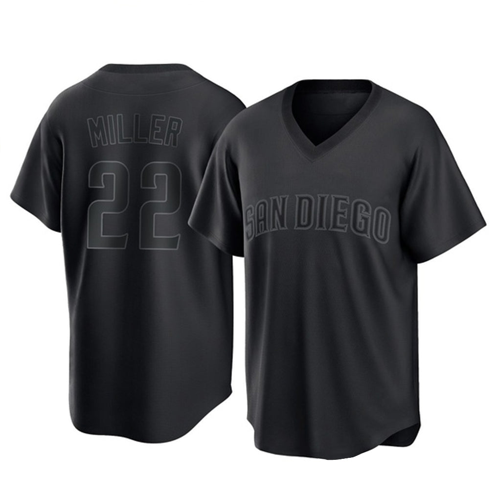Silnrao S.Diego Padres #22 Mason Miller Player Black Pitch Fashion Game T-shirt Stitched Jerseys