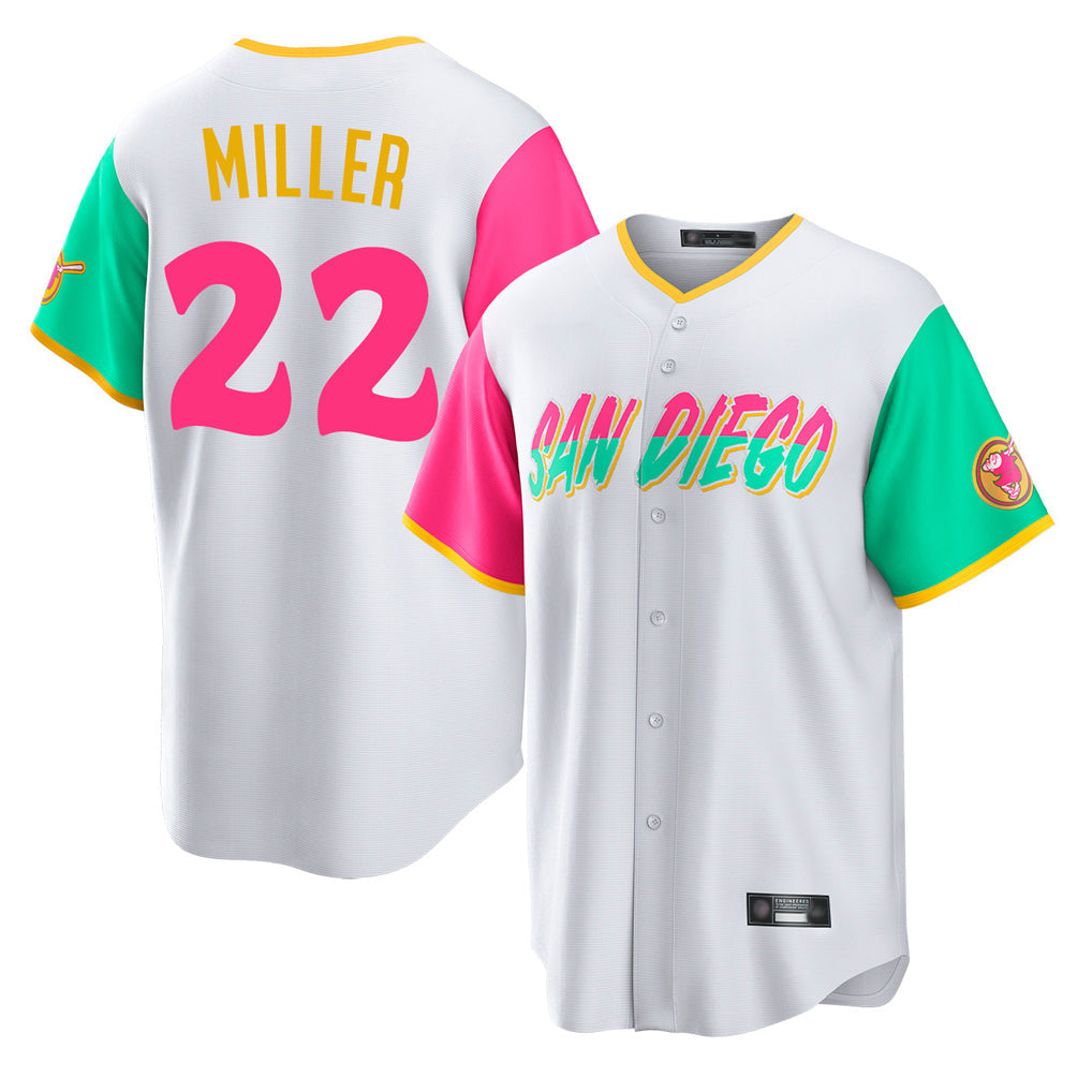 Silnrao S.Diego Padres #22 Mason Miller Player White City Connect Home Game Stitched Jerseys