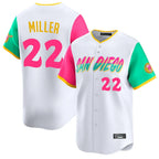 Silnrao S.Diego Padres #22 Mason Miller Player White City Connect Home Limited Stitched Jerseys