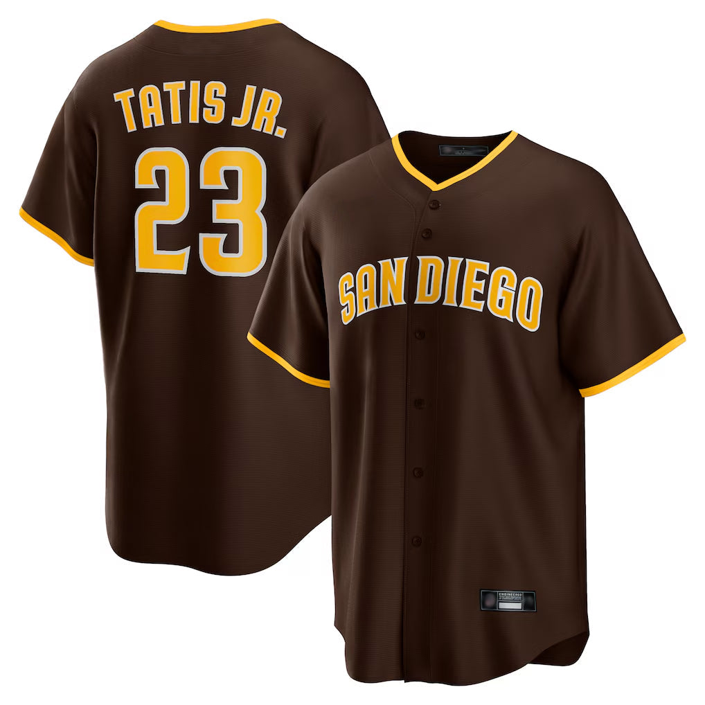 Silnrao S.Diego Padres #23 Fernando Tatis Jr Player Brown Alternate Replica Game Stitched Jerseys