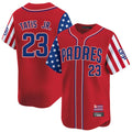 Silnrao S.Diego Padres #23 Fernando Tatis Jr Player Red Independence Day Home Limited Stitched Jerseys