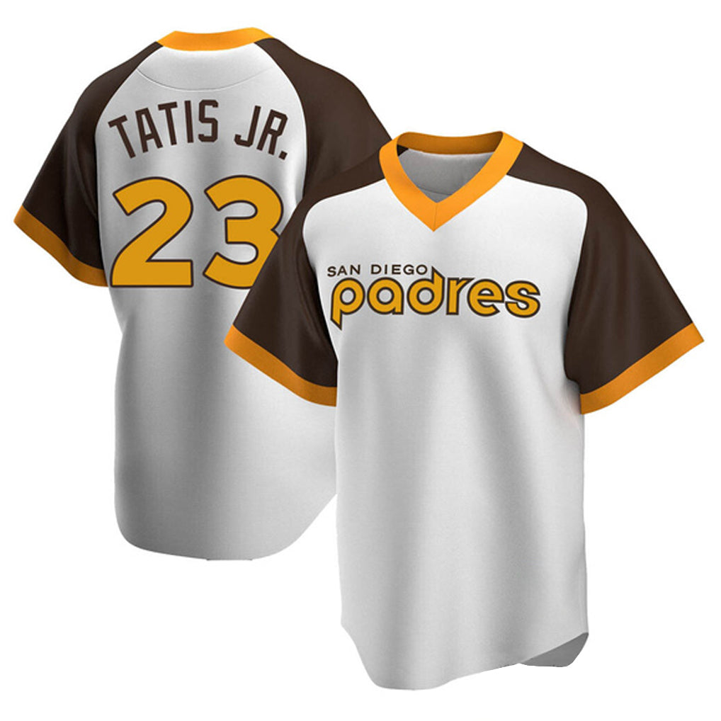 Silnrao S.Diego Padres #23 Fernando Tatis Jr Player White Home Cooperstown Collection Replica Game Stitched Jerseys