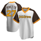 Silnrao S.Diego Padres #27 Nick Pivetta Player White Home Cooperstown Collection Replica Game Stitched Jerseys