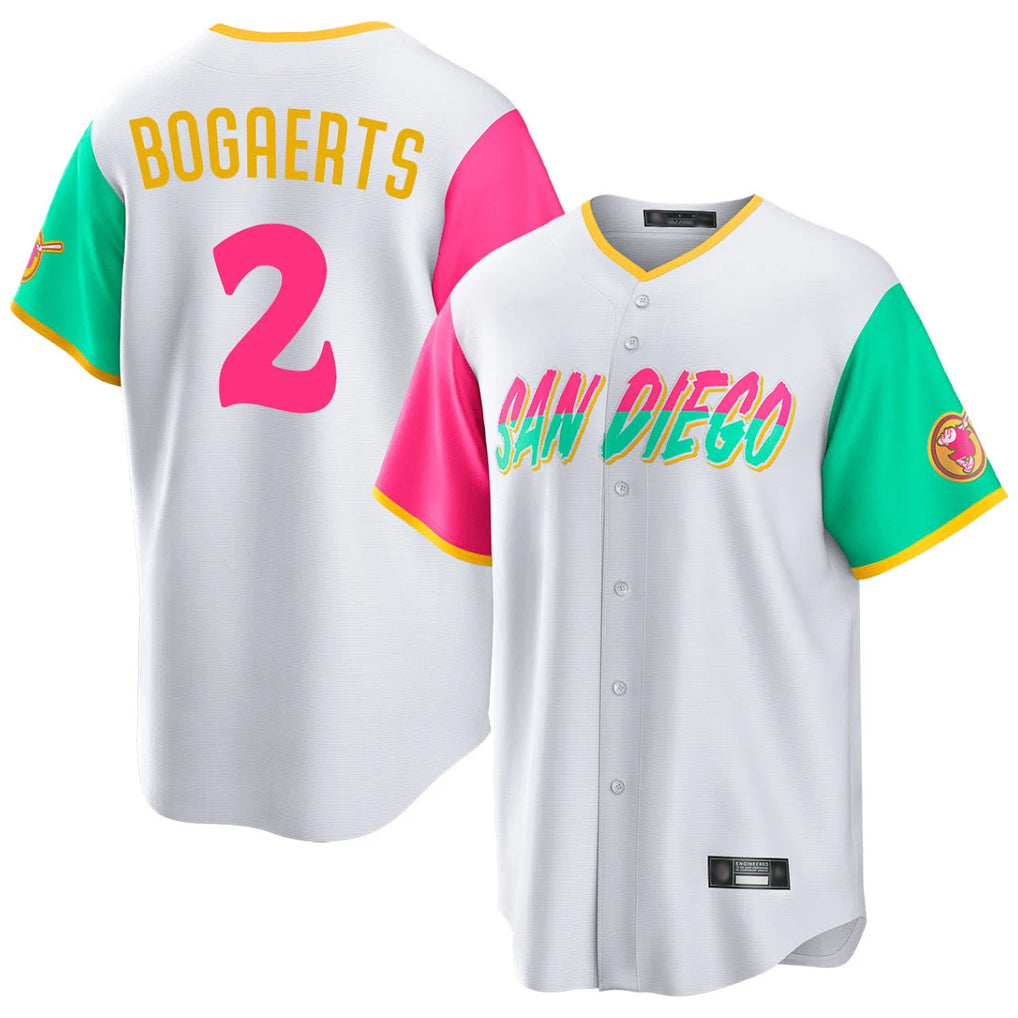 Silnrao S.Diego Padres #2 Xander Bogaerts Player White City Connect Home Game Stitched Jerseys