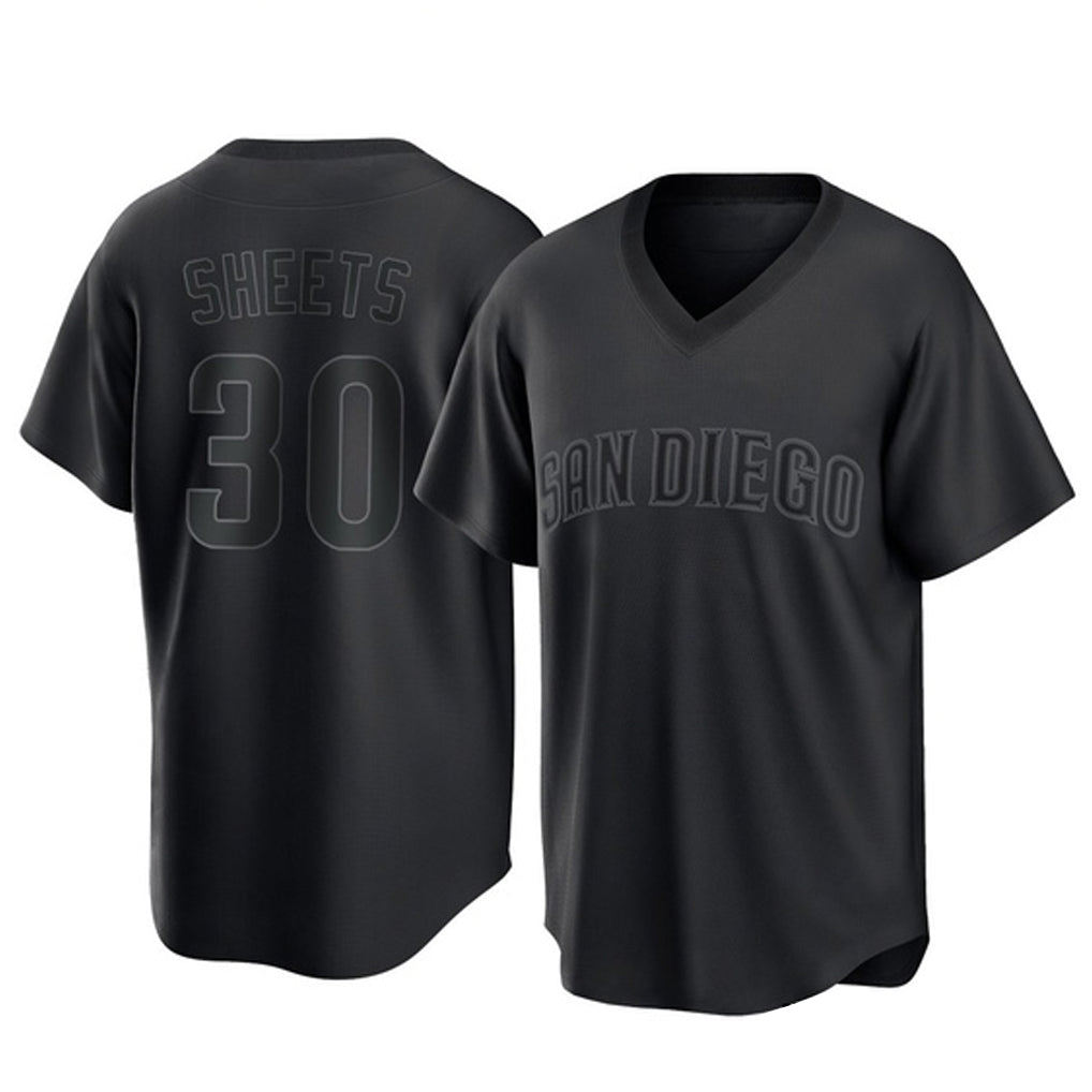 Silnrao S.Diego Padres #30 Gavin Sheets Player Black Pitch Fashion Game T-shirt Stitched Jerseys